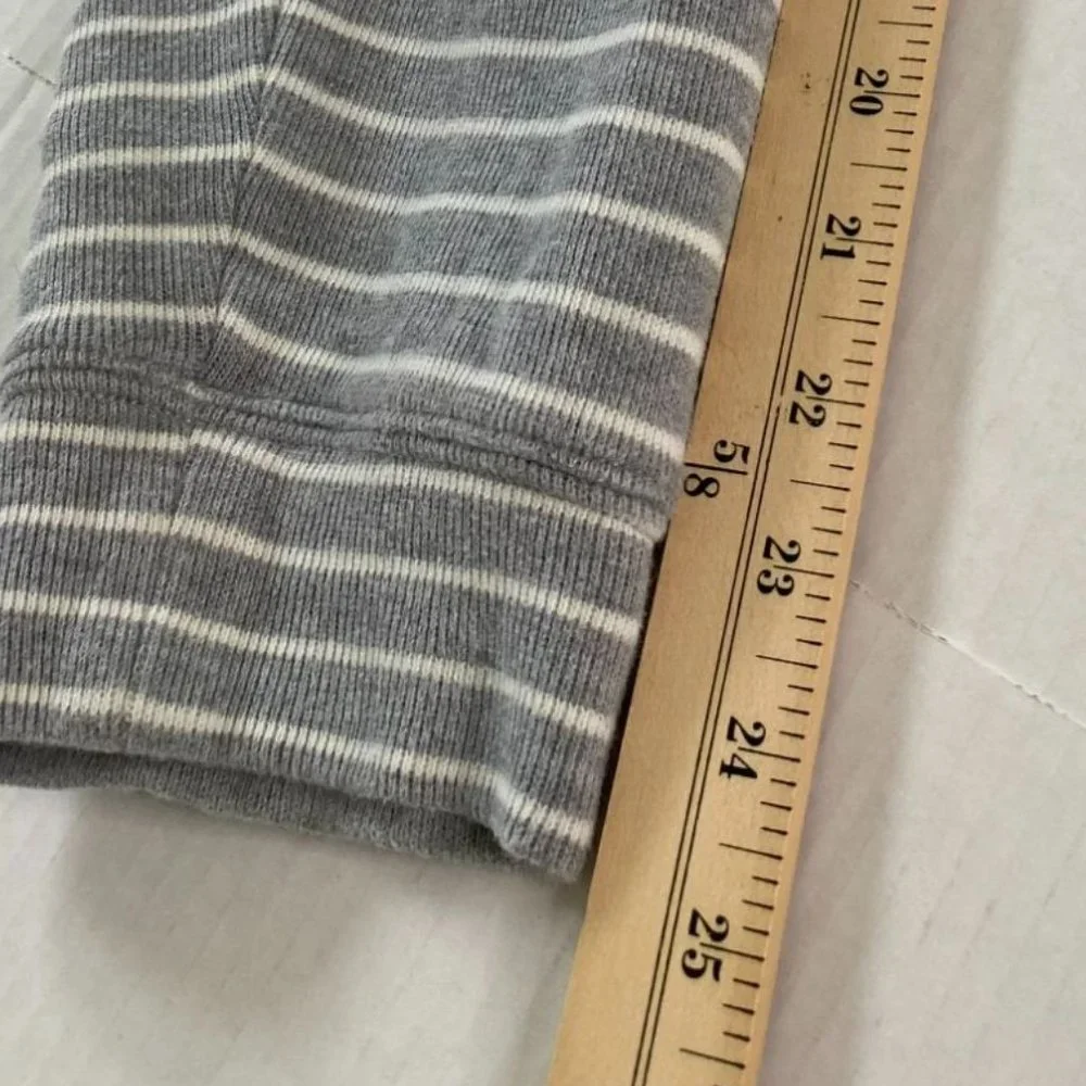 Polo Ralph Lauren Men’s XXL Gray White Striped 100% Cotton Quarter Zip Pullover